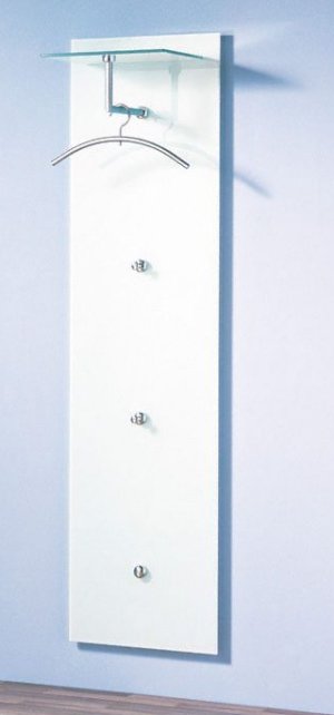 Glaspaneel-Wandgarderobe aus Weißglas