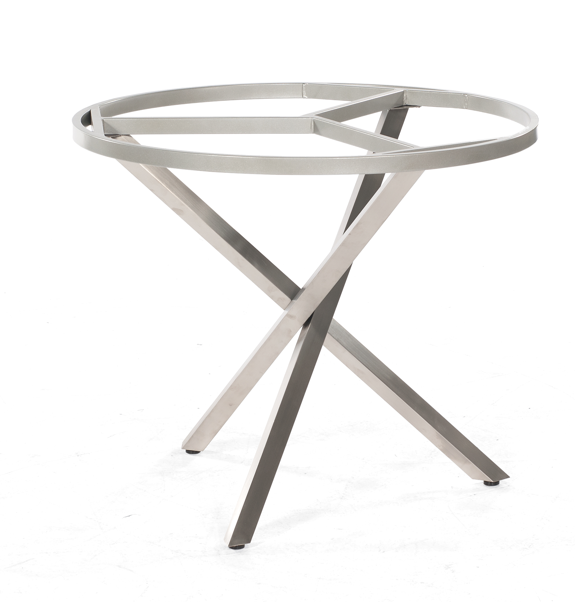 witterungsbeständiger Edelstahl-Gartentisch mit runder Tischplatte