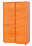 orangener Schließfach-Stahlschrank ür Wertsachen 10 Schließfächer