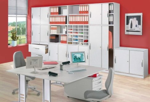 Büro-Schrankwand erweiterbar