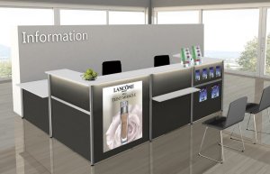 Hotel-Rezeptionstheke mit Aufbauservice