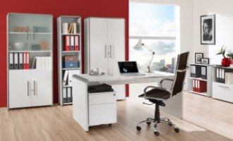 moderne-Büroeinrichtung mit weißen-Büromöbel