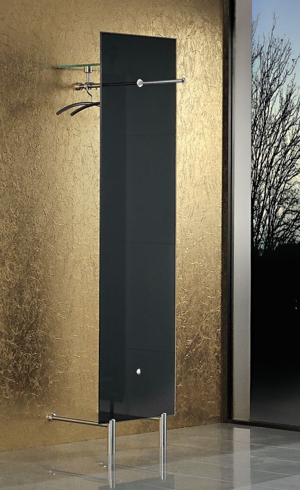 elegante Wartezimmer-Wandgarderobe mit Glaspaneel anthrazitfarben
