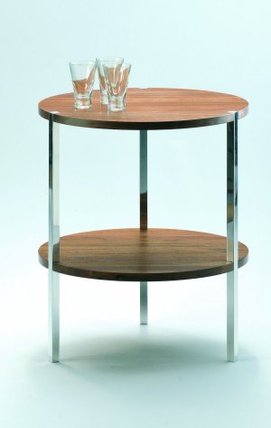 Designe-Beistelltisch mit runder Nussbaum-Tischplatte