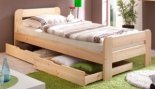 robusts Holzrahmenbett mit Bettkasten