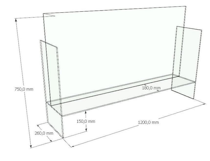 Infektionsschutz-Thekenaufsteller Breite x Höhe = 120 x 75 cm