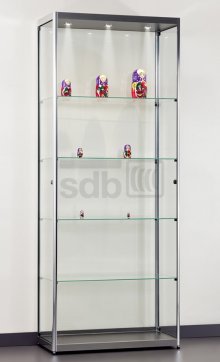elegante Standvitrine chromfarben